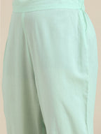 Sangria Women Turquoise Blue Floral Embroidered Kurta with Palazzos | Grocsy