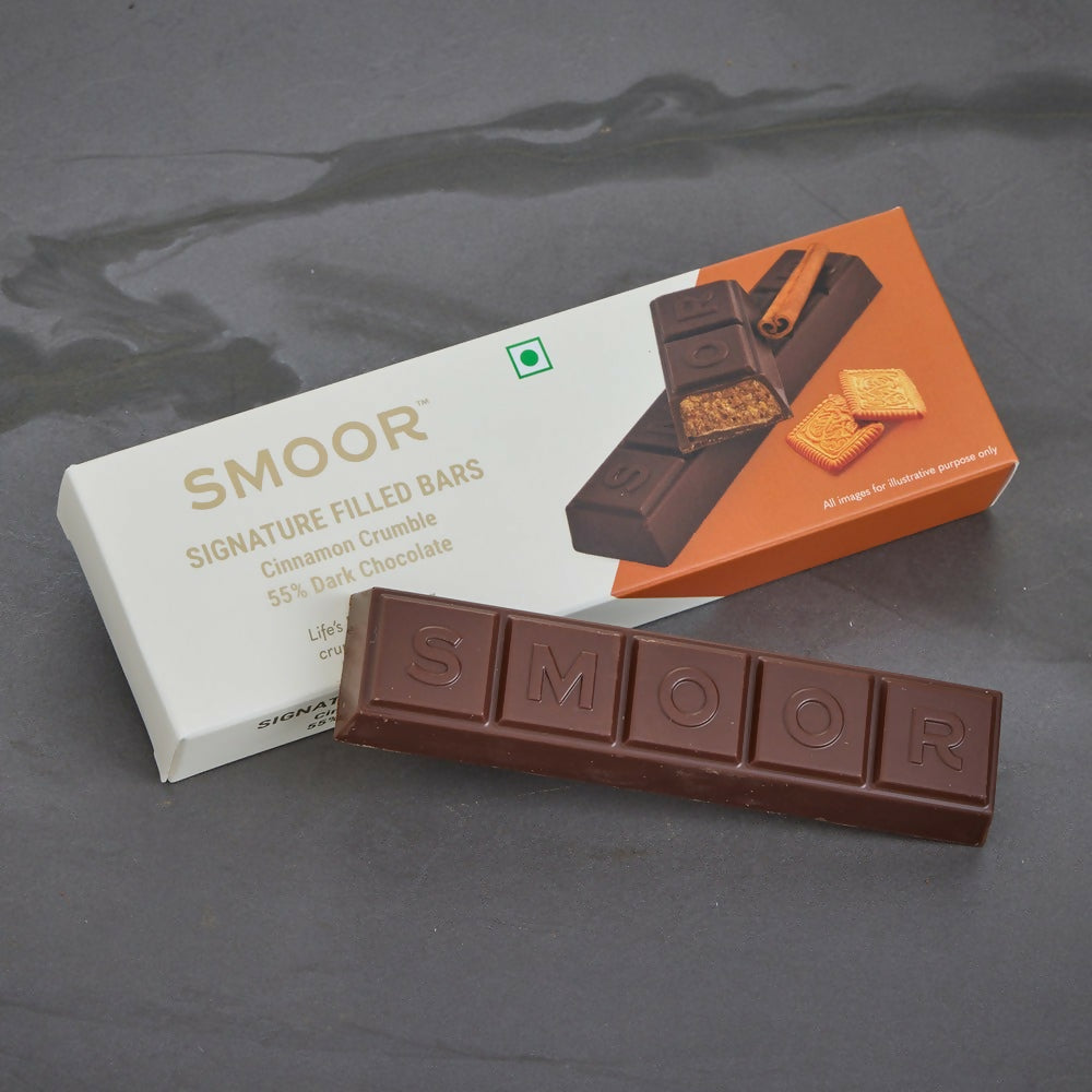 Smoor Signature Filled Bars Cinnamon Crumble 55% Dark Chocolate | Grocsy