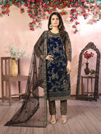 Anaita Navy Blue Embroidered Net Salwar Suit | Grocsy