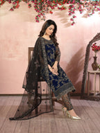 Anaita Navy Blue Embroidered Net Salwar Suit | Grocsy