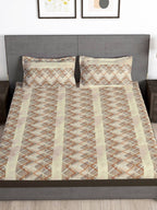 Story@home Brown & White Striped Microfiber 180 TC Bedsheet With Pillow Cover | Grocsy