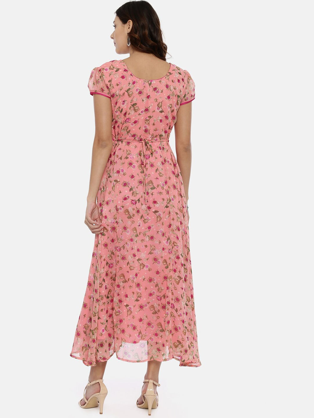 Souchii Women Pink Printed Fit and Flare Dress | Grocsy