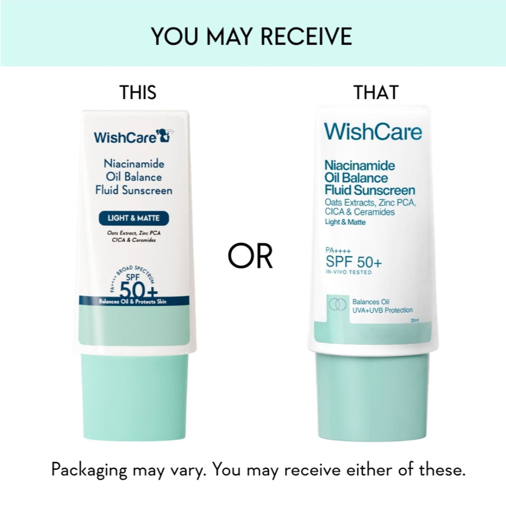 WishCare Niacinamide Oil Balance Fluid Face Sunscreen for Oily Skin with SPF50 PA++++ In-Vivo Tested | Grocsy