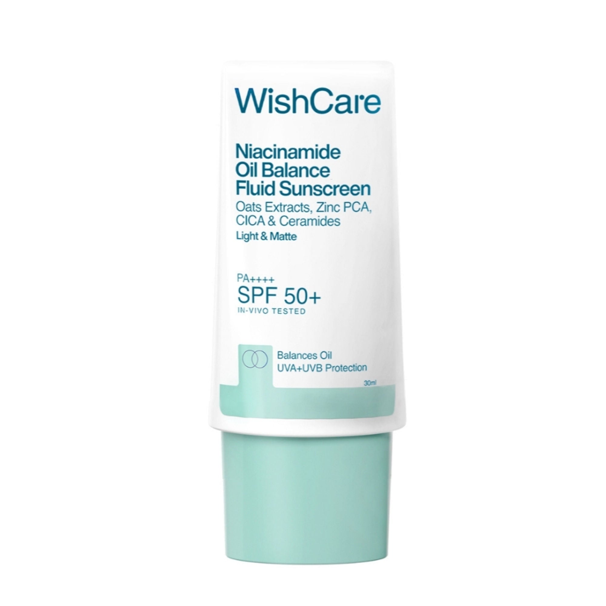WishCare Niacinamide Oil Balance Fluid Face Sunscreen for Oily Skin with SPF50 PA++++ In-Vivo Tested | Grocsy