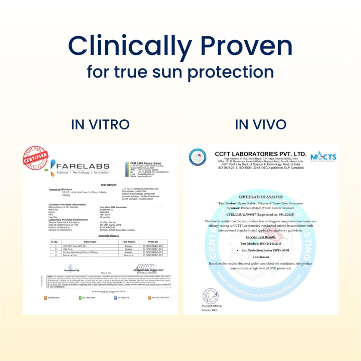 WishCare Vitamin C Pure Glow Brightening Face Sunscreen for Dry Skin with SPF50 PA++++In-Vivo Tested | Grocsy
