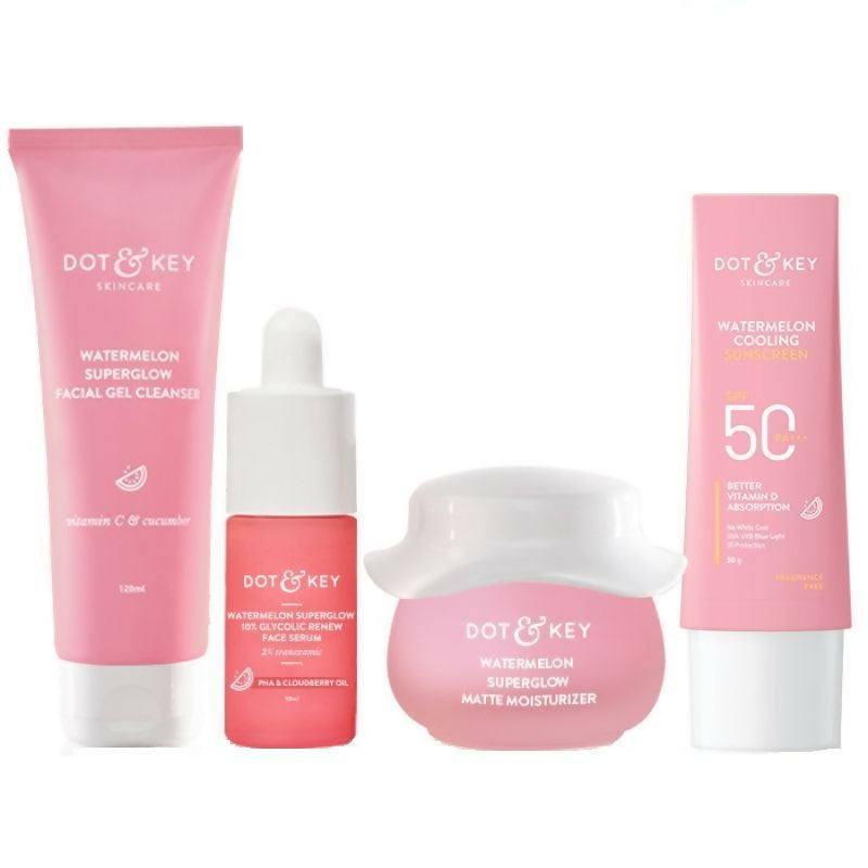 Dot & Key CSMS (Cleanser, Serum, Moisturizer, Sunscreen) Watermelon Essentials Combo | Grocsy