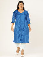 HERE&NOW Women Blue Self-Design Kurta | Grocsy