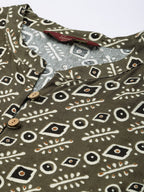 Sangria Women Ethnic Motifs Printed Mandarin Collar Anarkali Kurta | Grocsy