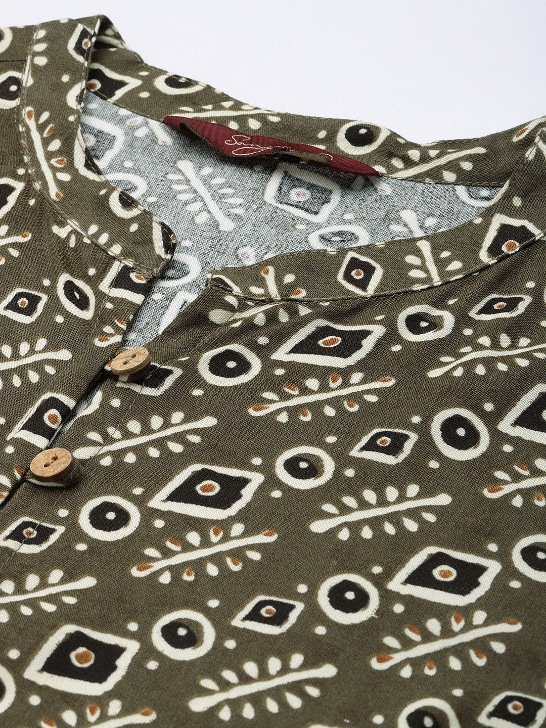 Sangria Women Ethnic Motifs Printed Mandarin Collar Anarkali Kurta | Grocsy