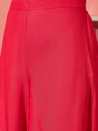 InWeave Red Strappy Kurta Set Black Patola Dupatta | Grocsy