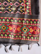 InWeave Red Strappy Kurta Set Black Patola Dupatta | Grocsy