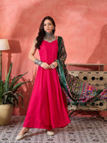 InWeave Fuchsia Strappy Kurta Set Green Patola Dupatta | Grocsy