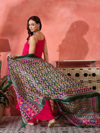 InWeave Fuchsia Strappy Kurta Set Green Patola Dupatta | Grocsy
