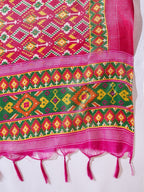 InWeave White Strappy Kurta Set Pink Patola Dupatta | Grocsy