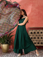 InWeave Green Strappy Kurta Set Green Patola Dupatta | Grocsy