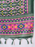 InWeave Green Strappy Kurta Set Green Patola Dupatta | Grocsy