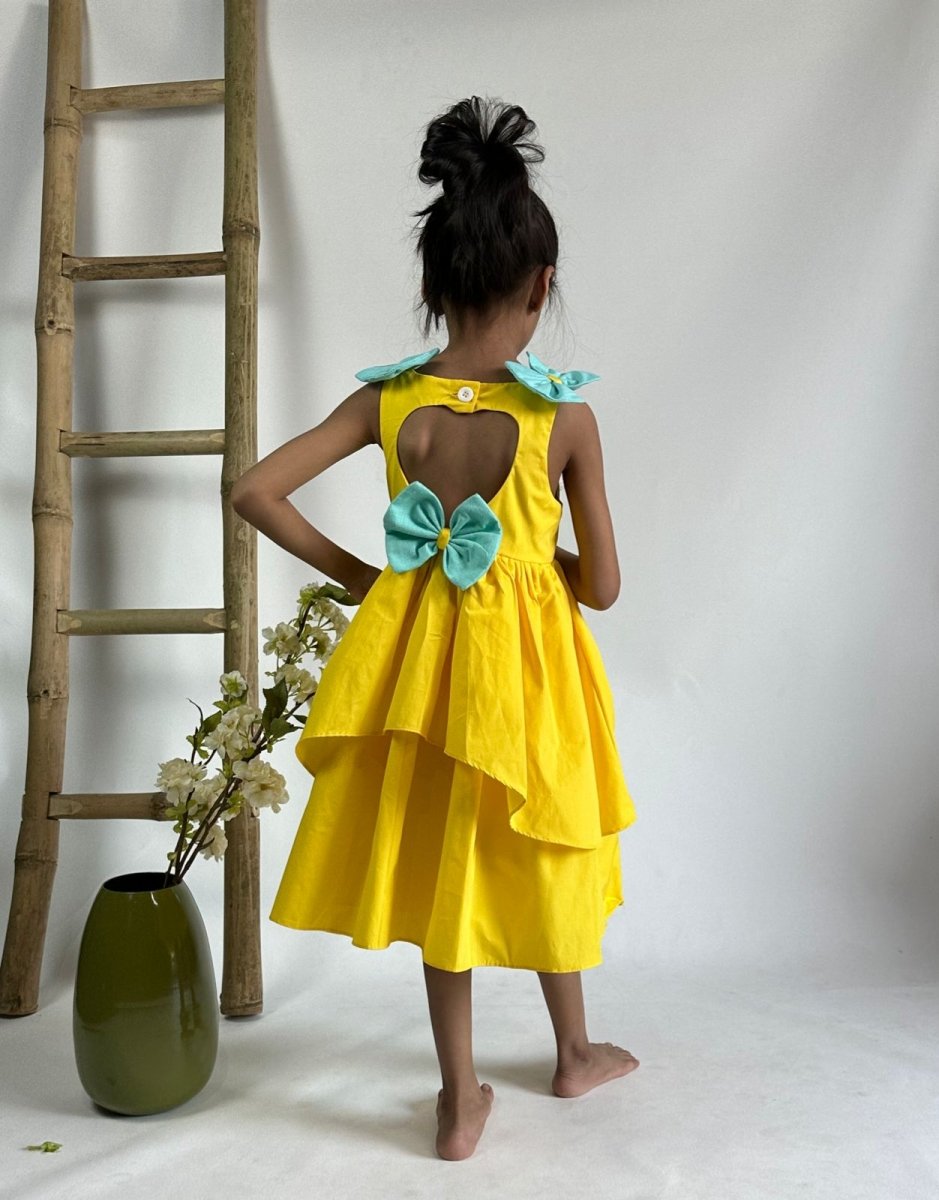 ArthLife Yellow Pepa Rainbow Partywear Dress | Grocsy