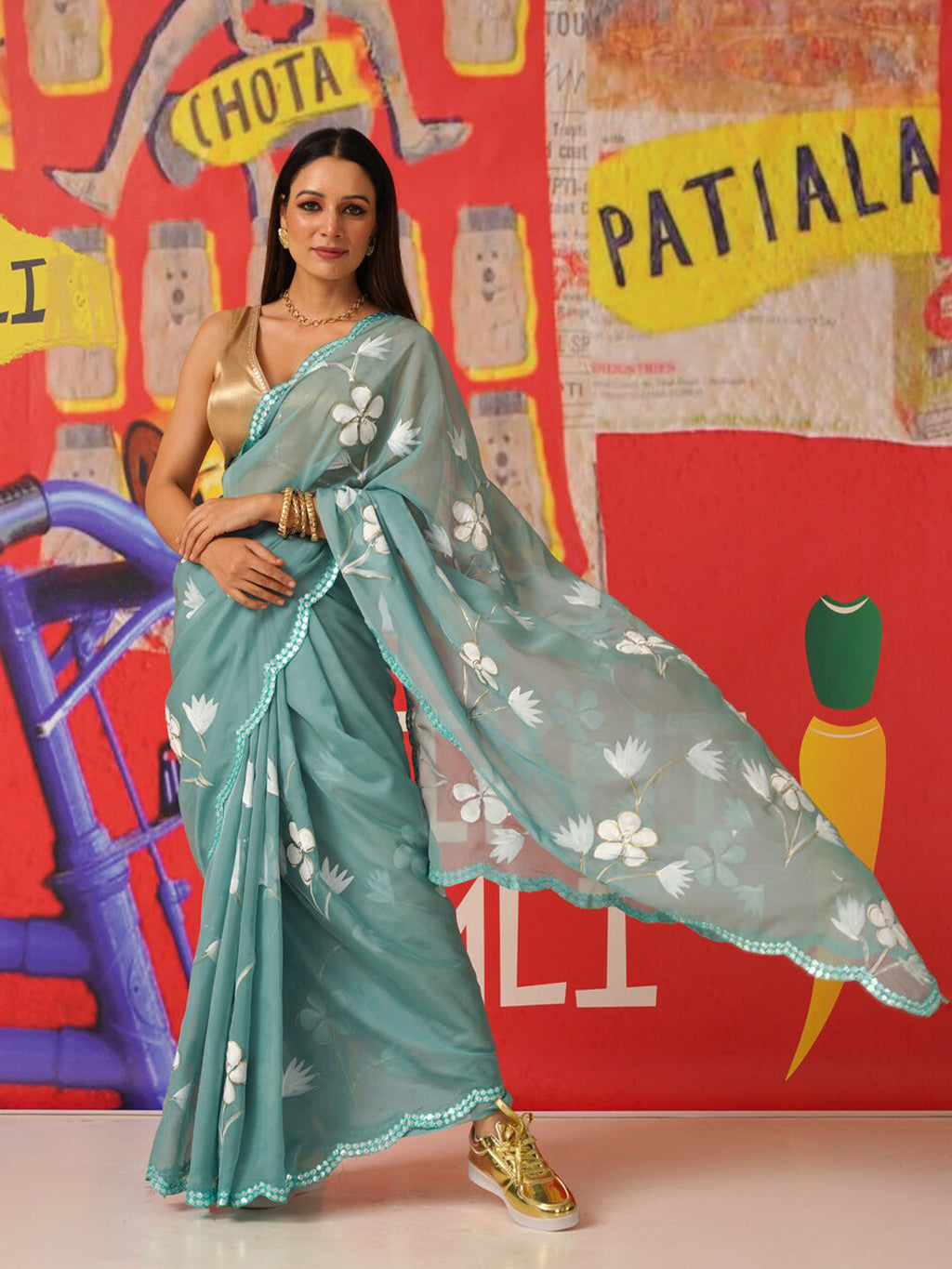 Tikhi Imli Floral Organza Designer Saree | Grocsy