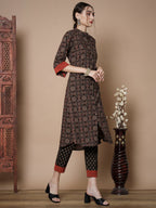 Myshka Women's Muli A-Line Kurta & Trousers With Dupatta | Grocsy