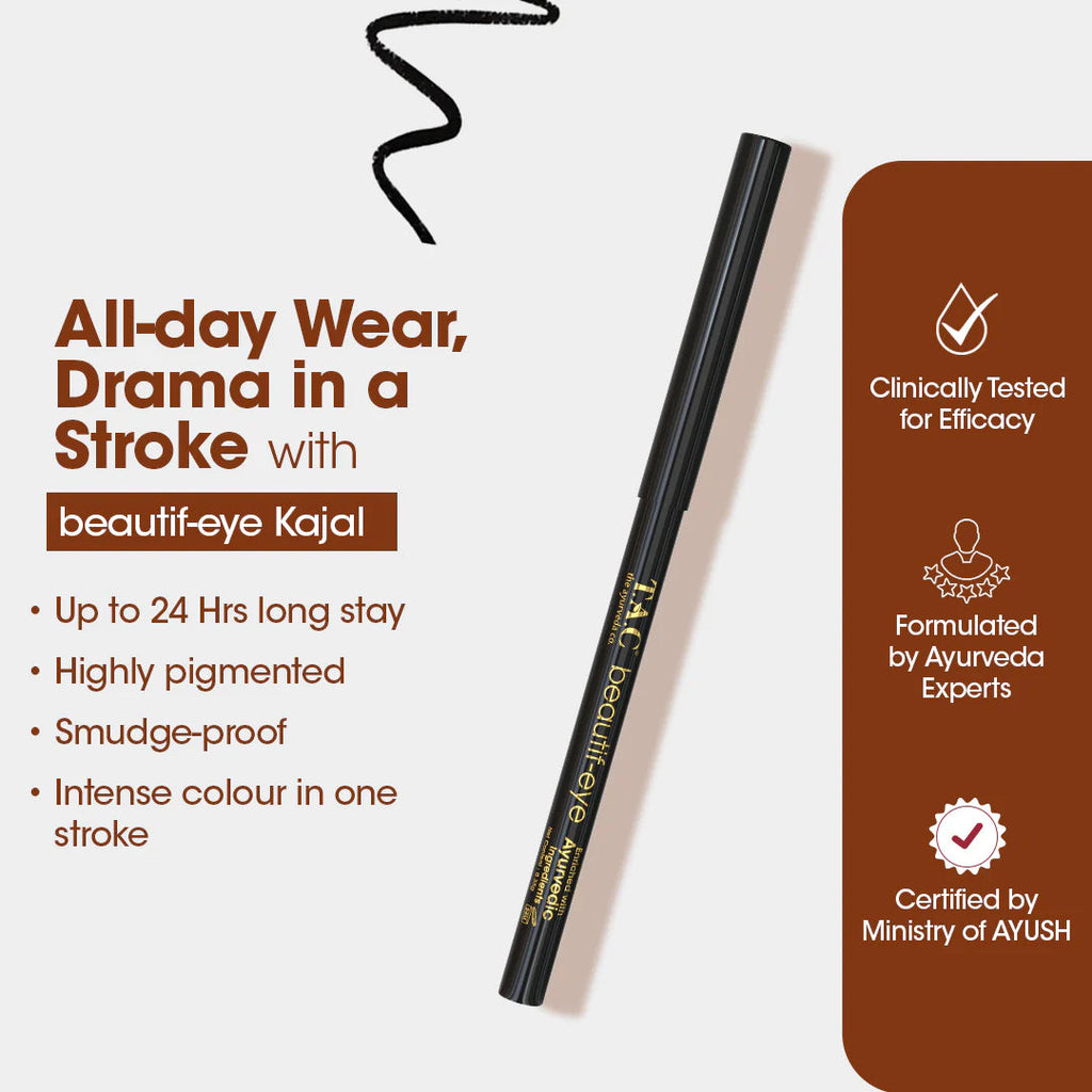 TAC - The Ayurveda Co. Beautif-eye Kajal - Intense Black Kajal | Grocsy