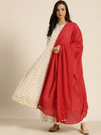 Sangria Women Off-White & Golden Printed Kurta with Palazzos & Dupatta | Grocsy