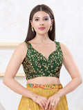 Joban Fashion Dark-Green Mulberry Silk Sleeveless Back Open Blouse | Grocsy