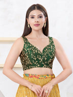 Joban Fashion Dark-Green Mulberry Silk Sleeveless Back Open Blouse | Grocsy