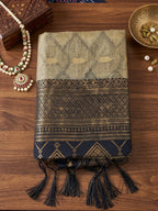 Shree Shyam Fashion Chiku With Black Cotton Saree | Grocsy
