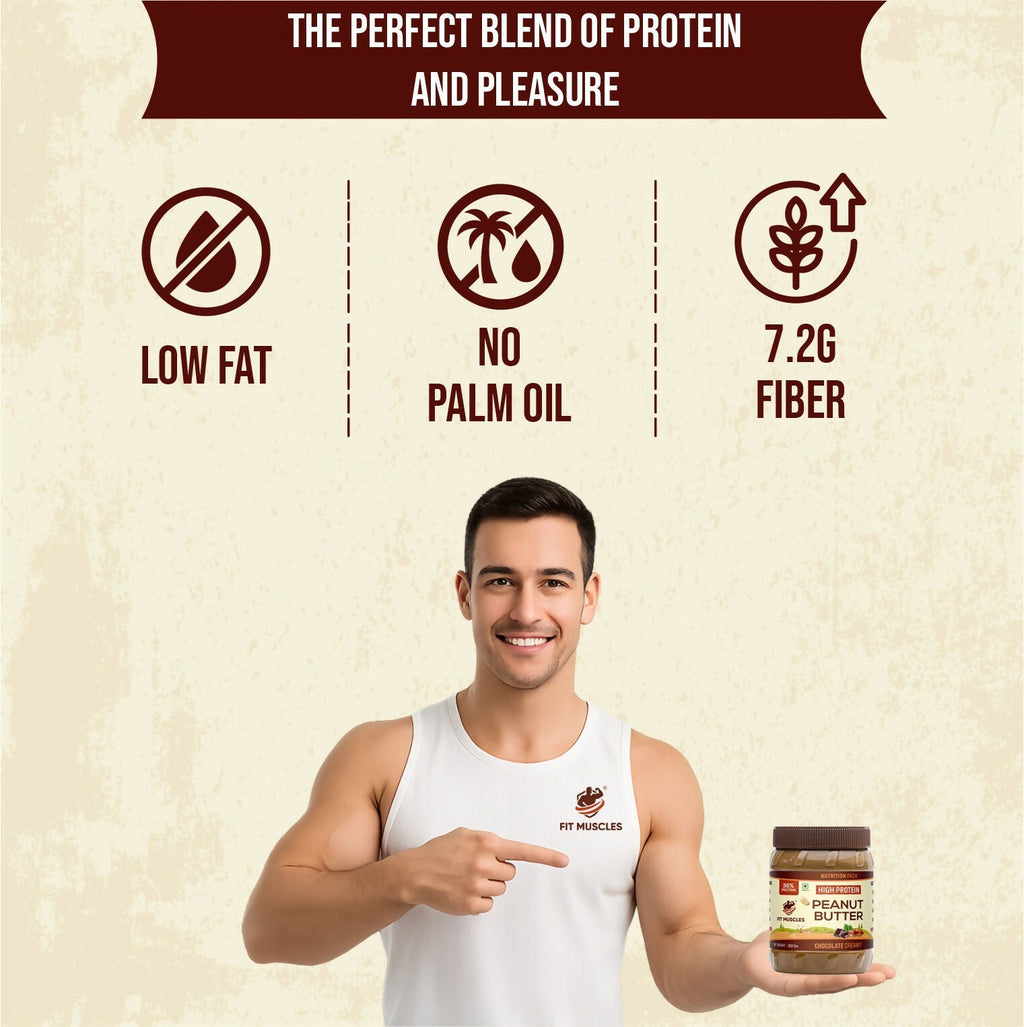 Fit Muscles High Protein Peanut Butter - Chocolate Creamy | Grocsy
