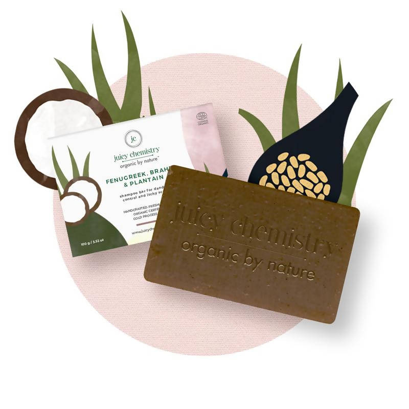 Juicy Chemistry Fenugreek, Brahmi & Plantain Shampoo Bar | Grocsy