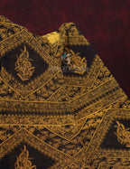 Mustard Yellow And Chikoo Coloured Block Print Handloom Mulmul Cotton Saree By Gayathri Reddy Designer Studio | Grocsy