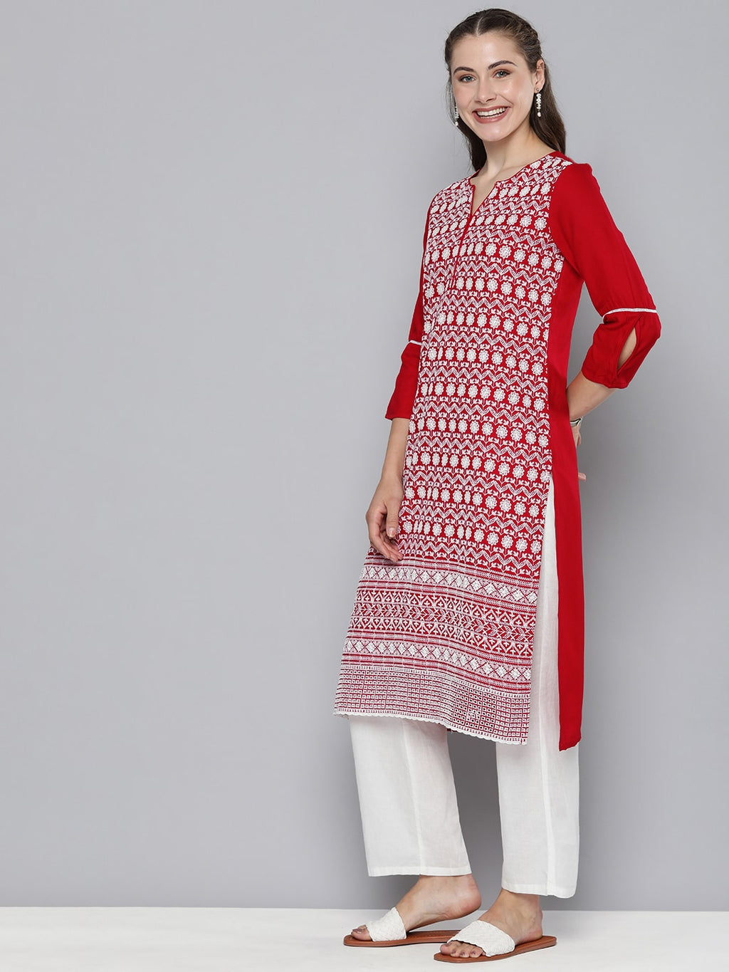 HERE&NOW Embroidered Thread Work Kurta | Grocsy
