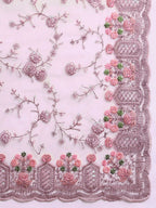 kasee Floral Embroidered Zari Net Saree | Grocsy