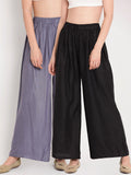 TAG 7 Women Black & Grey Set of 2 Flared Ethnic Palazzos | Grocsy