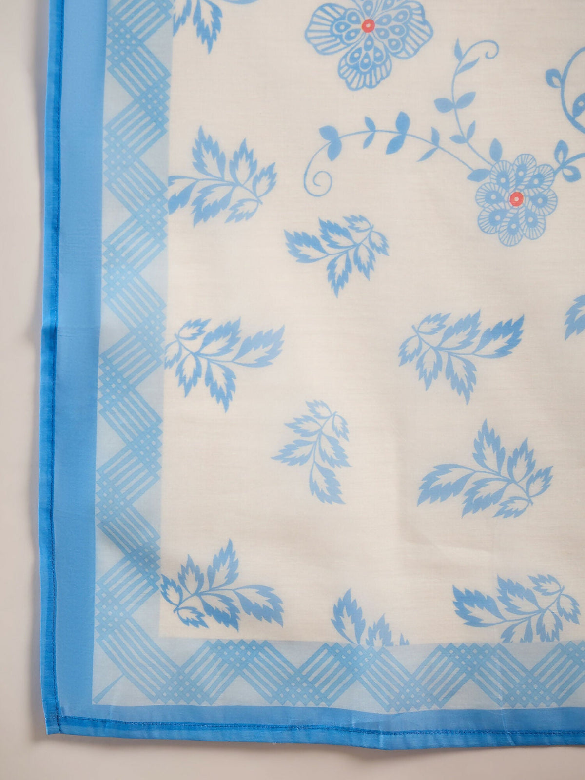 Blue & White Roman Silk Embroidered Kurta With Trouser & Dupatta - Bhumi | Grocsy