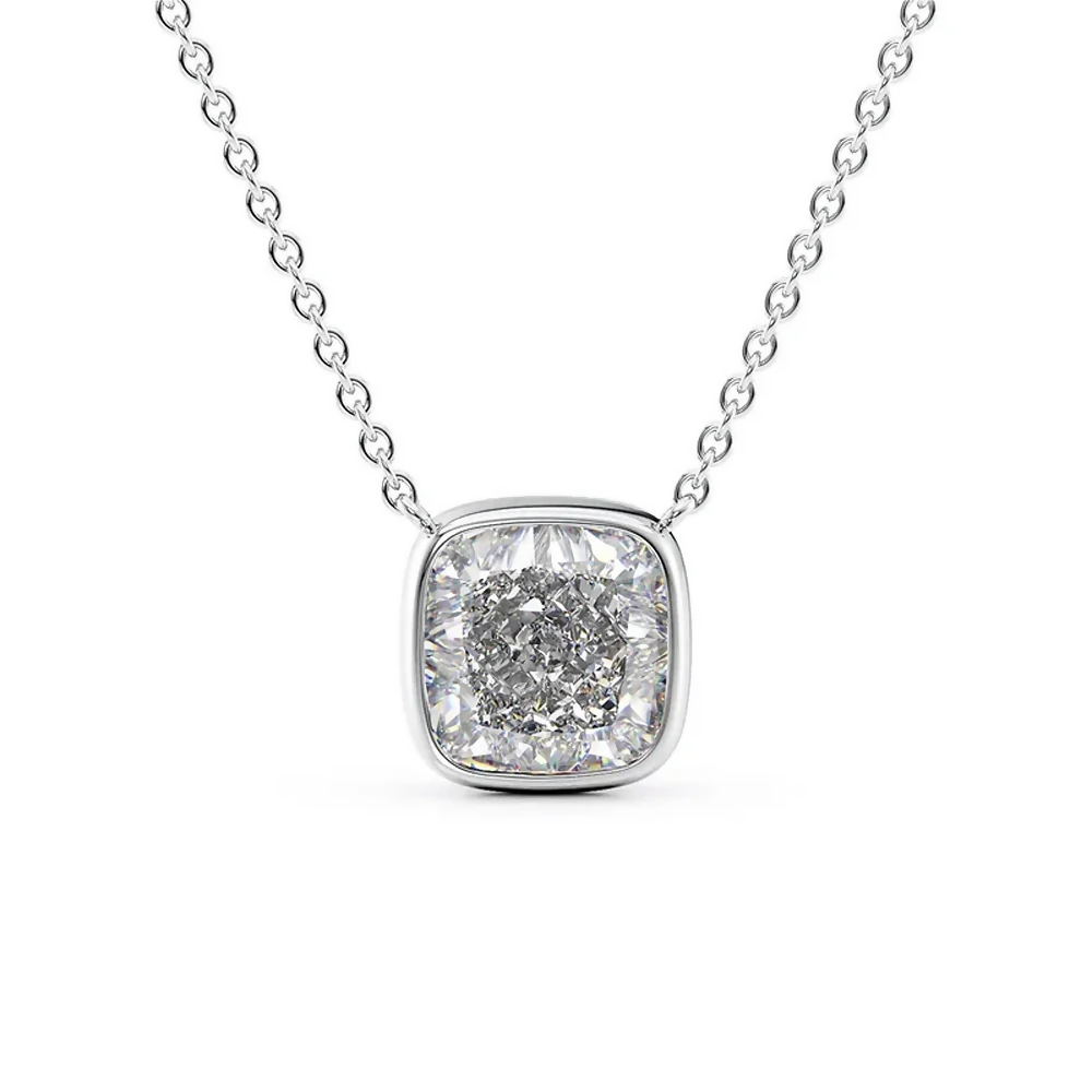 Cauer Elegant 14K White Gold Plated Moissanite Pendant Necklace | Grocsy