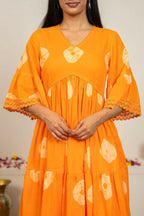 Joban Fashion Orange Tie & Dye Cotton Suit Set | Grocsy