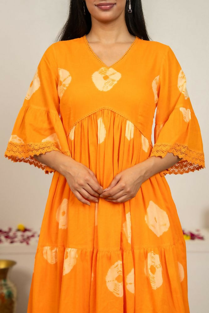 Joban Fashion Orange Tie & Dye Cotton Suit Set | Grocsy