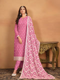 Anaita Pink Embroidered Faux Georgette Salwar Suit | Grocsy