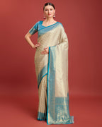 Monjolika Fashion Sky Blue Kanjivaram Silk Mesmerizing Saree | Grocsy