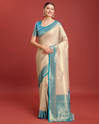 Monjolika Fashion Sky Blue Kanjivaram Silk Mesmerizing Saree | Grocsy