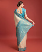Monjolika Fashion Sky Blue Kanjivaram Silk Mesmerizing Saree | Grocsy