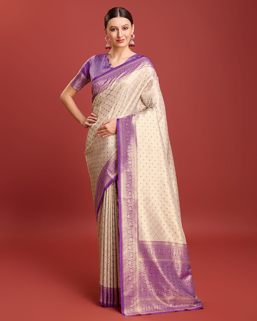 Monjolika Fashion Lavender Kanjivaram Silk Mesmerizing Saree | Grocsy