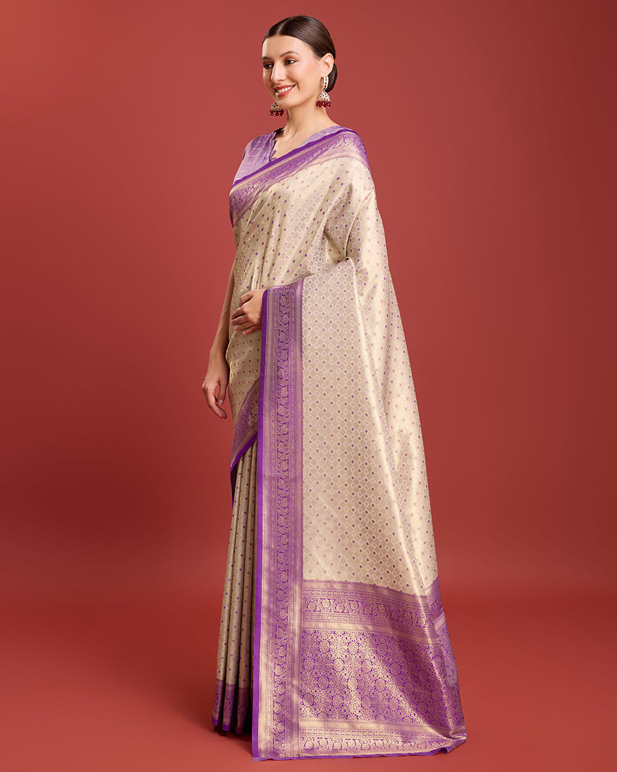 Monjolika Fashion Lavender Kanjivaram Silk Mesmerizing Saree | Grocsy