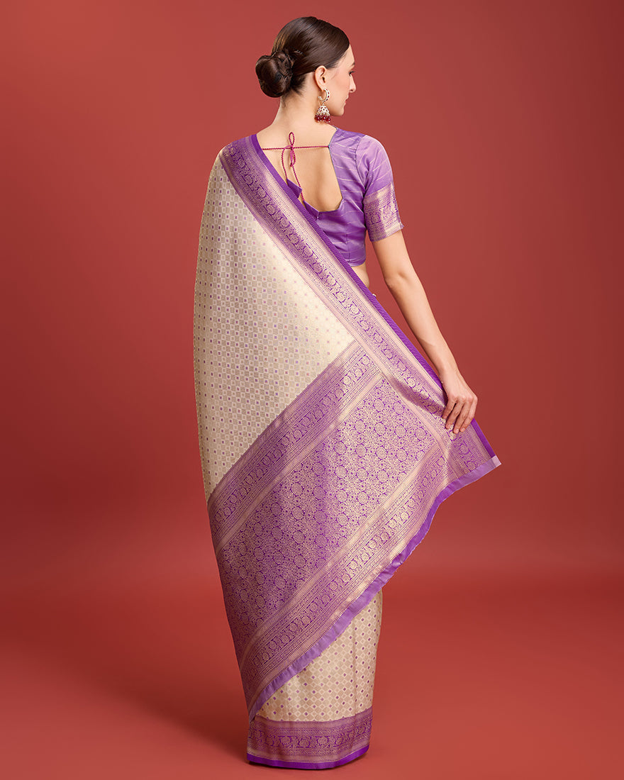 Monjolika Fashion Lavender Kanjivaram Silk Mesmerizing Saree | Grocsy