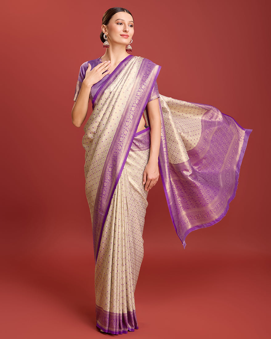 Monjolika Fashion Lavender Kanjivaram Silk Mesmerizing Saree | Grocsy