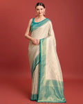 Monjolika Fashion Turquoise Kanjivaram Silk Mesmerizing Saree | Grocsy