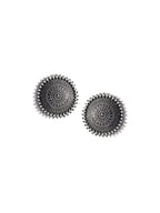 Silver-Plated Alloy Antique Silver Round Earrings With Ring - The Pari