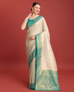 Monjolika Fashion Turquoise Kanjivaram Silk Mesmerizing Saree | Grocsy