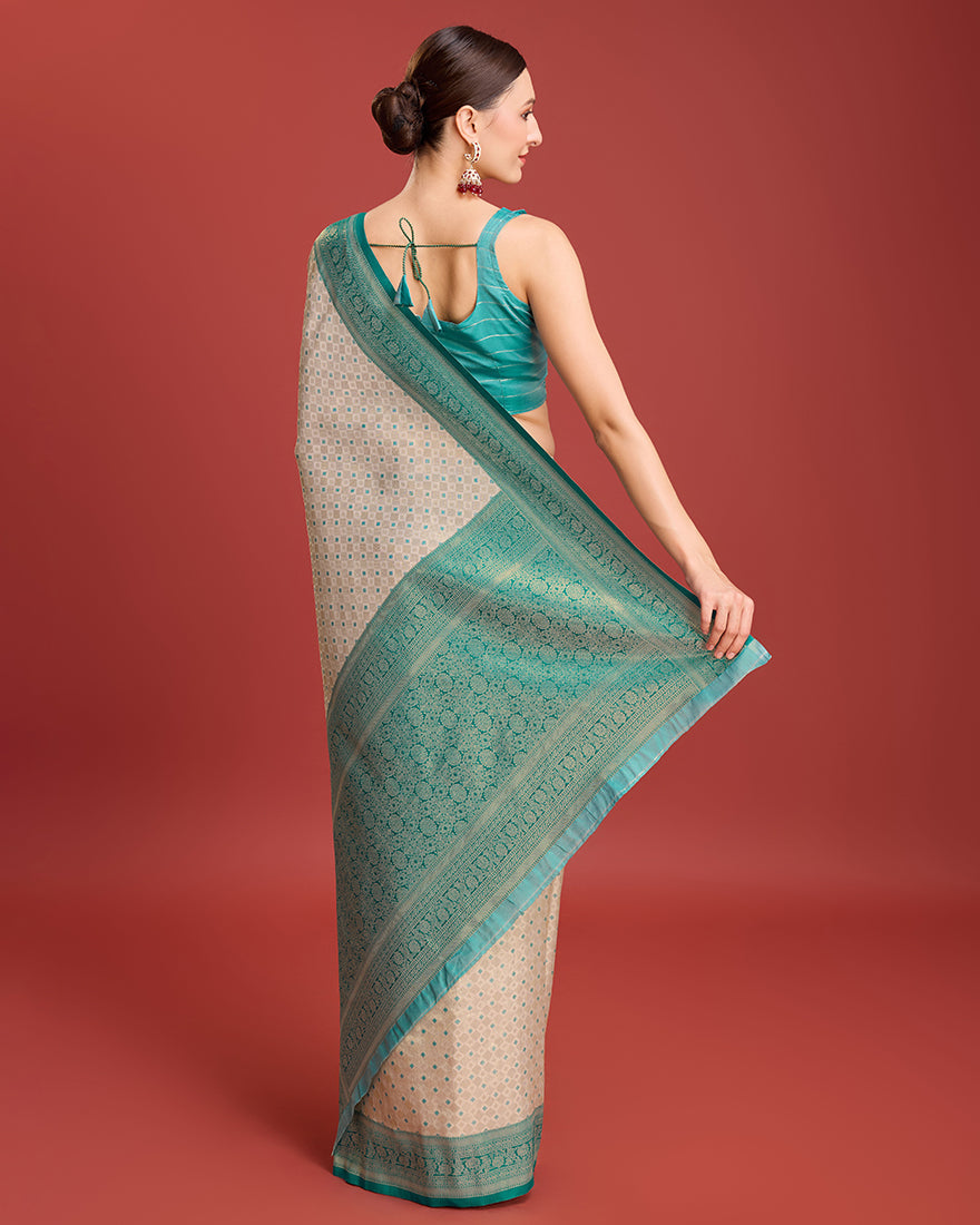 Monjolika Fashion Turquoise Kanjivaram Silk Mesmerizing Saree | Grocsy
